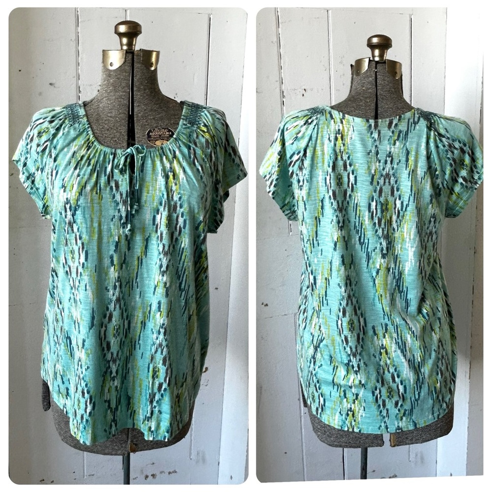 Sonoma Tribal Pattern BoHo Short Sleeve Top Blouse